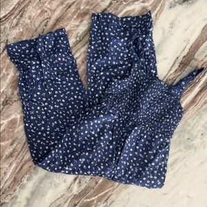 Old Navy Navy Blue Jumpsuit with White Floral Print